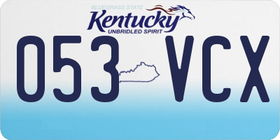 KY license plate 053VCX