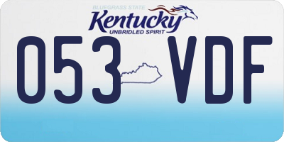 KY license plate 053VDF