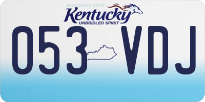 KY license plate 053VDJ
