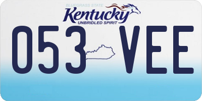 KY license plate 053VEE