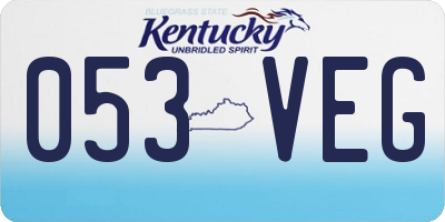 KY license plate 053VEG