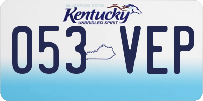 KY license plate 053VEP