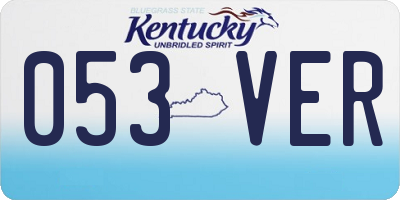 KY license plate 053VER
