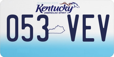 KY license plate 053VEV