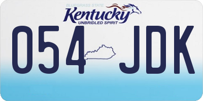 KY license plate 054JDK