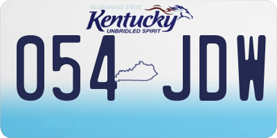 KY license plate 054JDW
