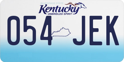 KY license plate 054JEK