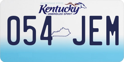 KY license plate 054JEM