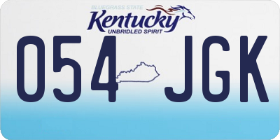 KY license plate 054JGK