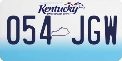 KY license plate 054JGW