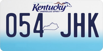 KY license plate 054JHK