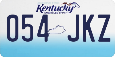 KY license plate 054JKZ