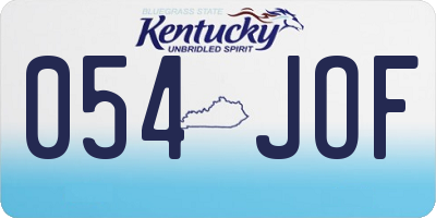KY license plate 054JOF