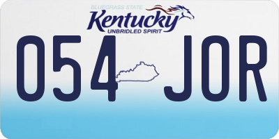 KY license plate 054JOR