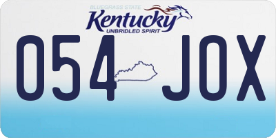 KY license plate 054JOX