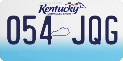 KY license plate 054JQG
