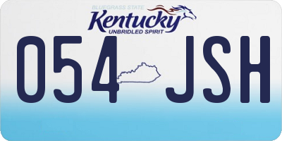 KY license plate 054JSH