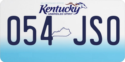 KY license plate 054JSO