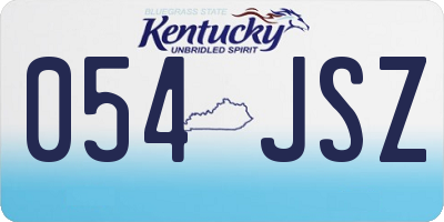 KY license plate 054JSZ