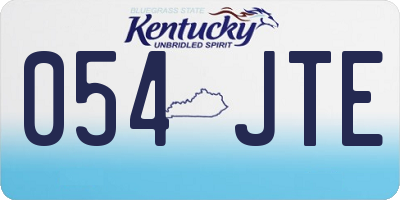 KY license plate 054JTE