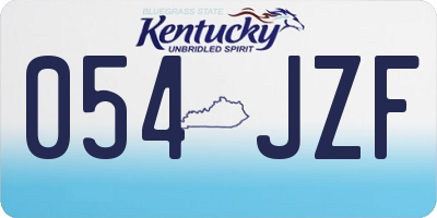 KY license plate 054JZF