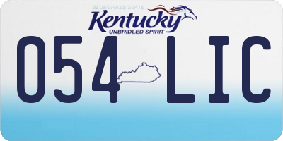 KY license plate 054LIC