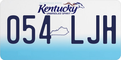 KY license plate 054LJH