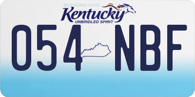 KY license plate 054NBF