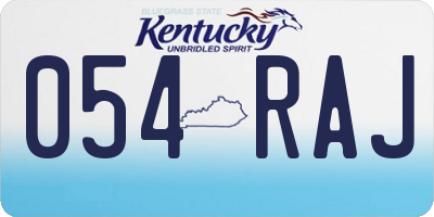 KY license plate 054RAJ