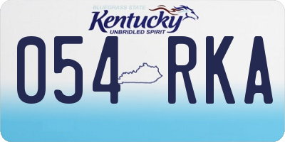KY license plate 054RKA