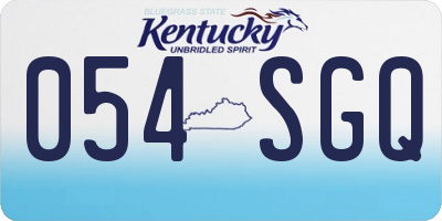 KY license plate 054SGQ