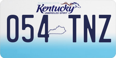 KY license plate 054TNZ