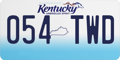 KY license plate 054TWD