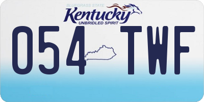KY license plate 054TWF