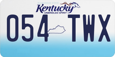 KY license plate 054TWX