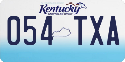 KY license plate 054TXA