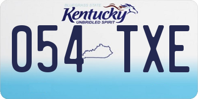KY license plate 054TXE