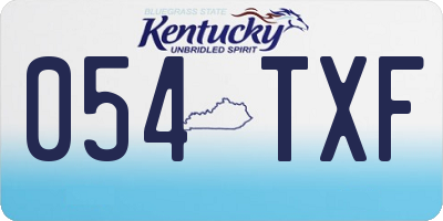 KY license plate 054TXF