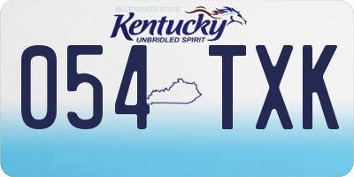 KY license plate 054TXK
