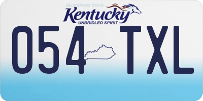 KY license plate 054TXL