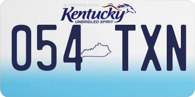 KY license plate 054TXN