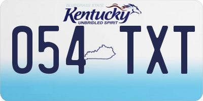 KY license plate 054TXT