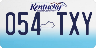 KY license plate 054TXY