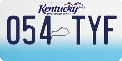 KY license plate 054TYF