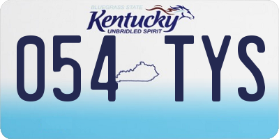 KY license plate 054TYS