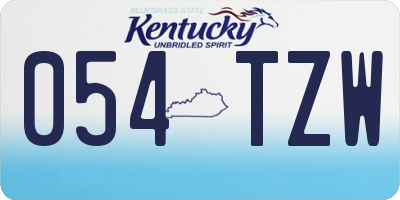 KY license plate 054TZW
