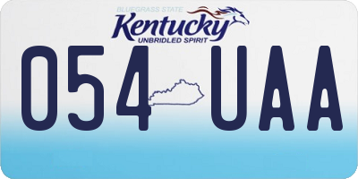 KY license plate 054UAA