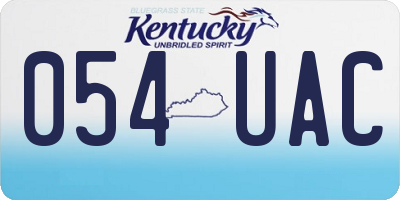 KY license plate 054UAC
