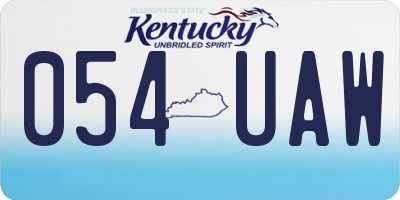 KY license plate 054UAW