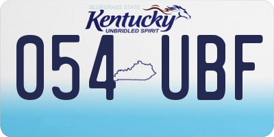 KY license plate 054UBF